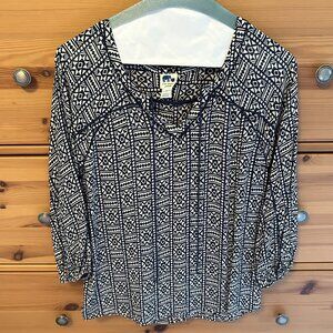 Lucky Brand Geometric Patterned Top - Sz XS